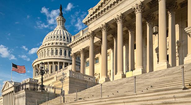 The U.S. Capitol Building on a sunny day.